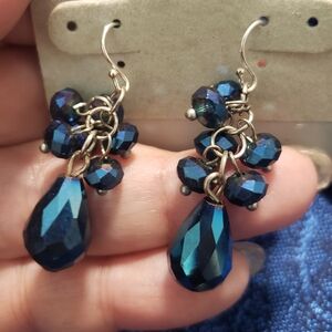 Stunning Sterling silver & blue crystal earrings